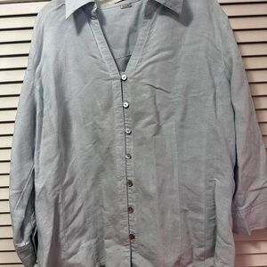Van Huesen Women's Light Blue mixed linen shirt xl